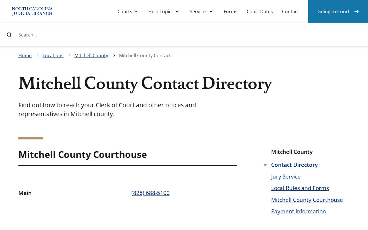 Mitchell County court case contact directory