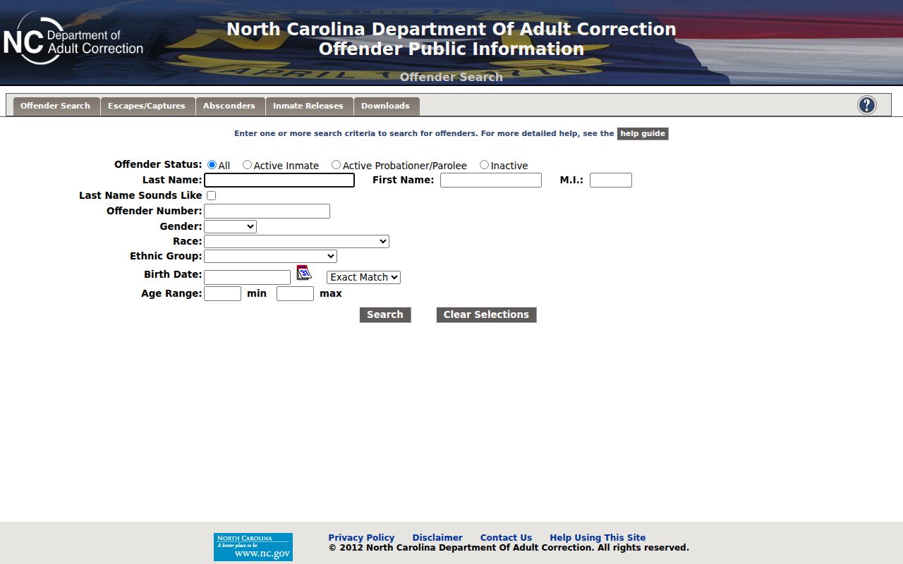 Mitchell County criminal record NCDAC offender custody search