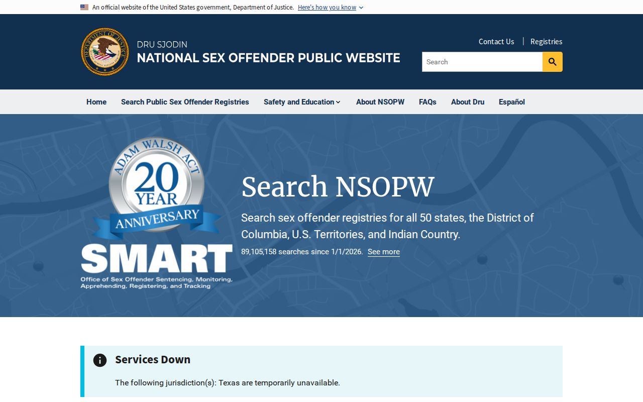 National registry search for Mitchell County sex offender awareness