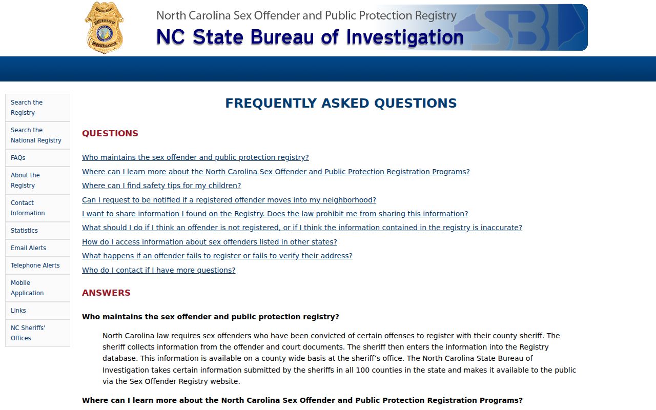 Mitchell County sex offender registry FAQ and search limits